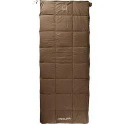 Nordisk "Almond +10" -Camping-Ausrüstung Verkaufsgeschäft almond plus 10 141004 nordisk rectangular shape sleeping bag bungy cord brown front